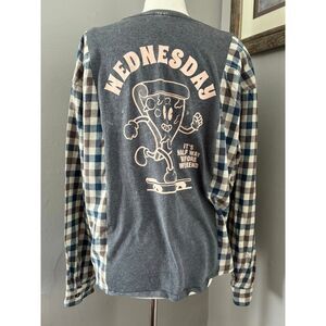Pizza Day Reworked Flannel Tshirt Sweatshirt, Wednesday
